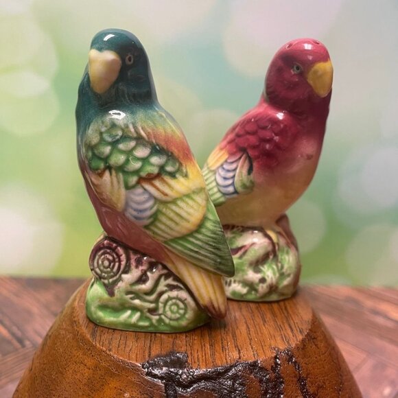 Beautiful Vintage 1950s Budgie Bird Salt & Pepper Shakers – Hand-Painted - Picture 1 of 15